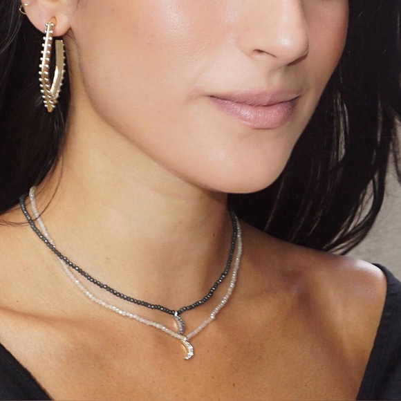 Diamond Shape Studded Hoop by Marlyn Schiff - Picture 1 of 2